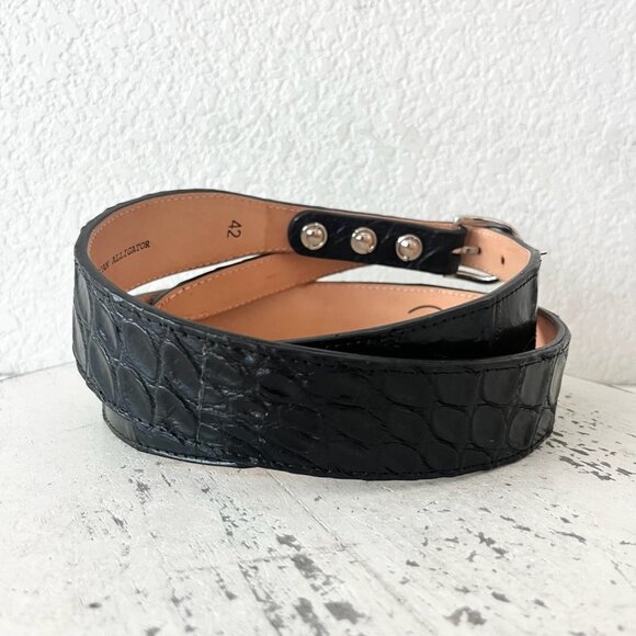 Rod Patrick Boots Mens Western Belt 1.5 in Taper 38 Genuine Black Caiman Leather - Picture 2 of 9